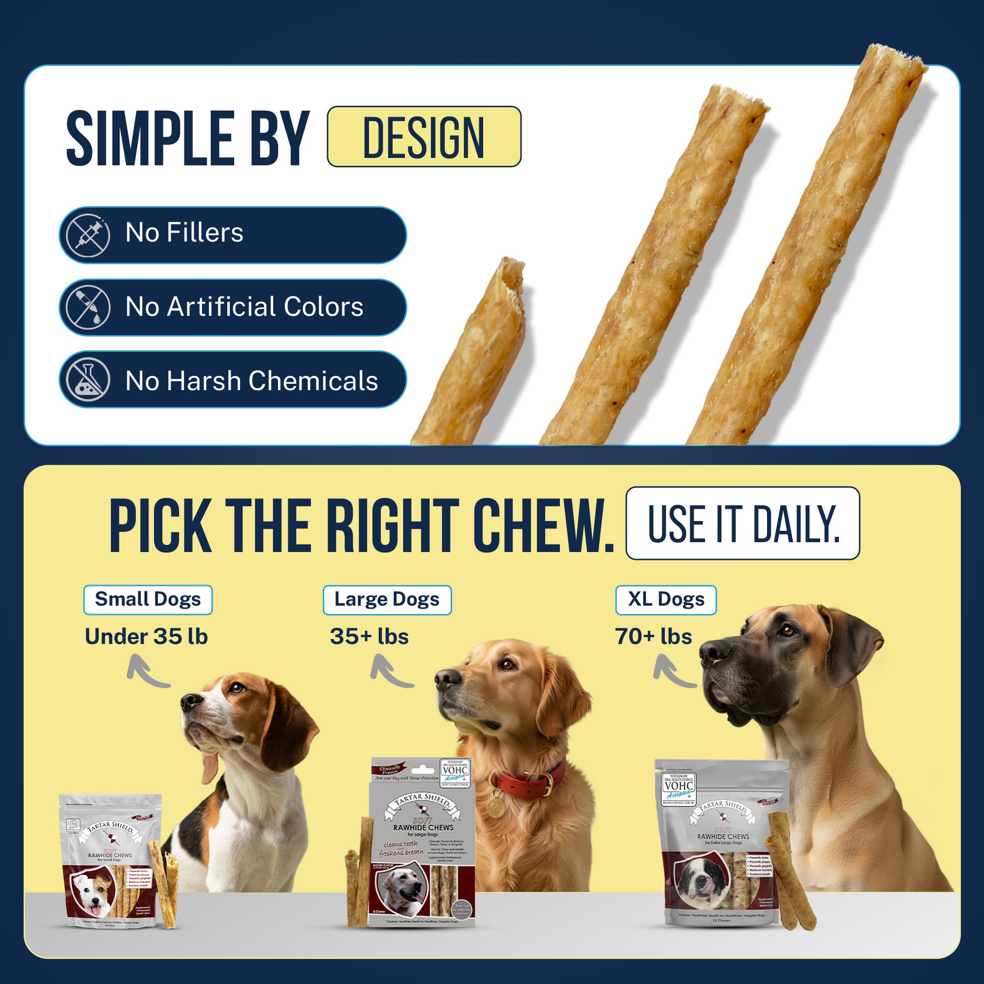 Tartar Shield bacon-flavored chew for quick, tasty oral care
