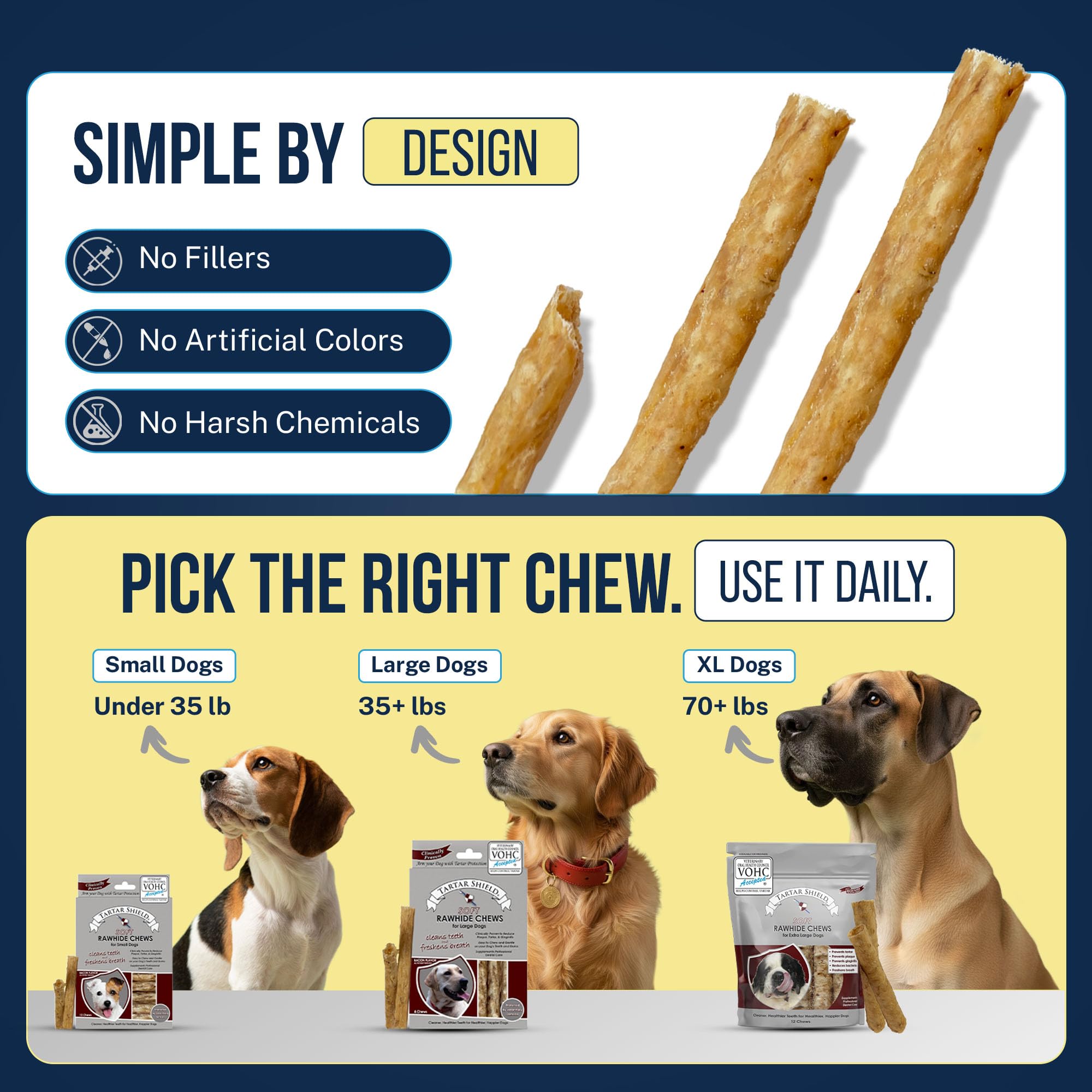 Tartar Shield 8-count pack for large dogs during daily chewing routines