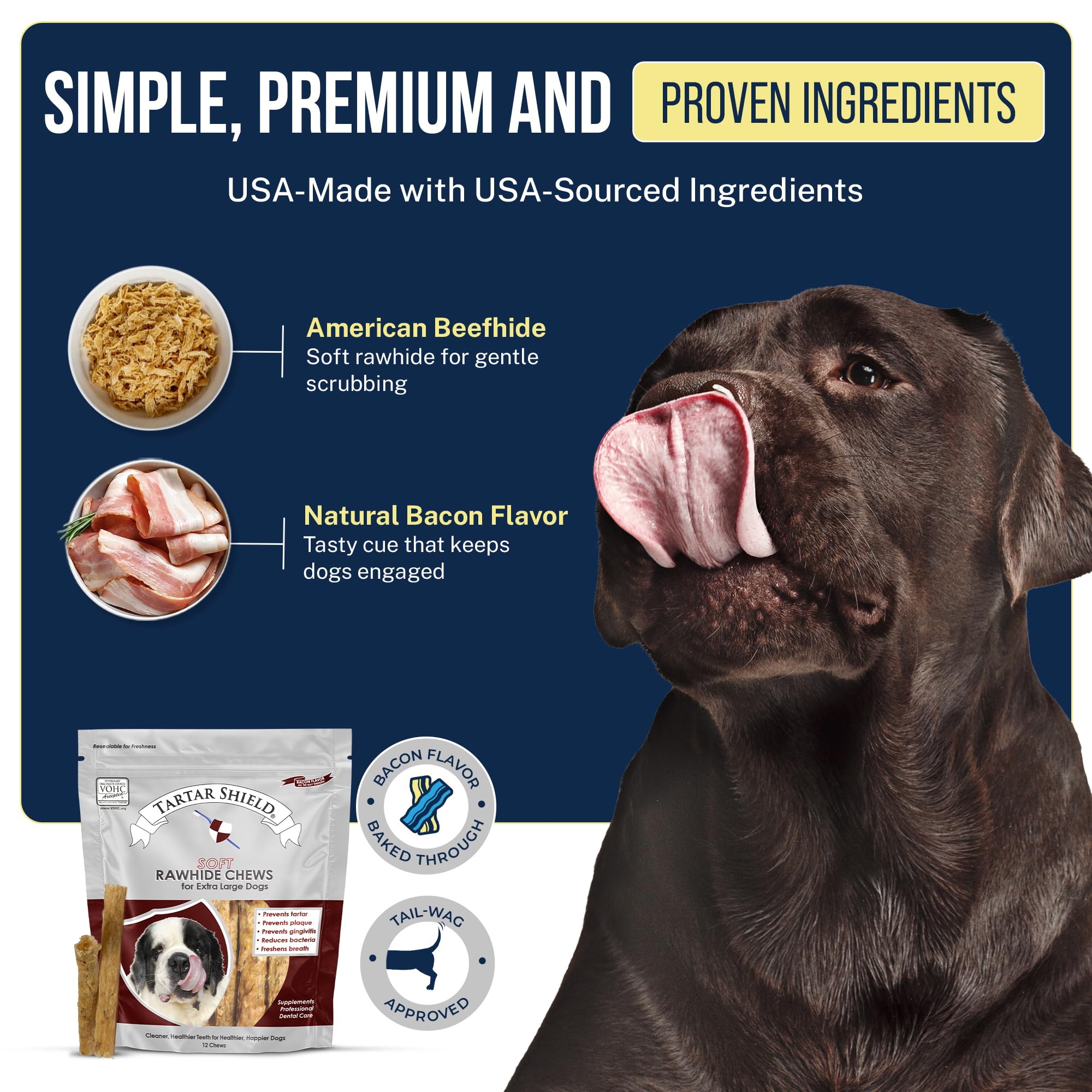 12-count package of Tartar Shield Soft Rawhide Chews for XL dogs on display.
