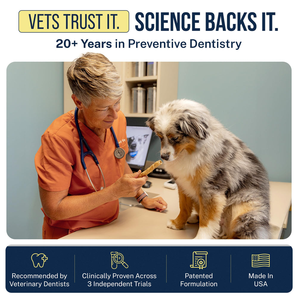 Tartar Shield Soft Rawhide Chews packaging back with feeding instructions for small dogs