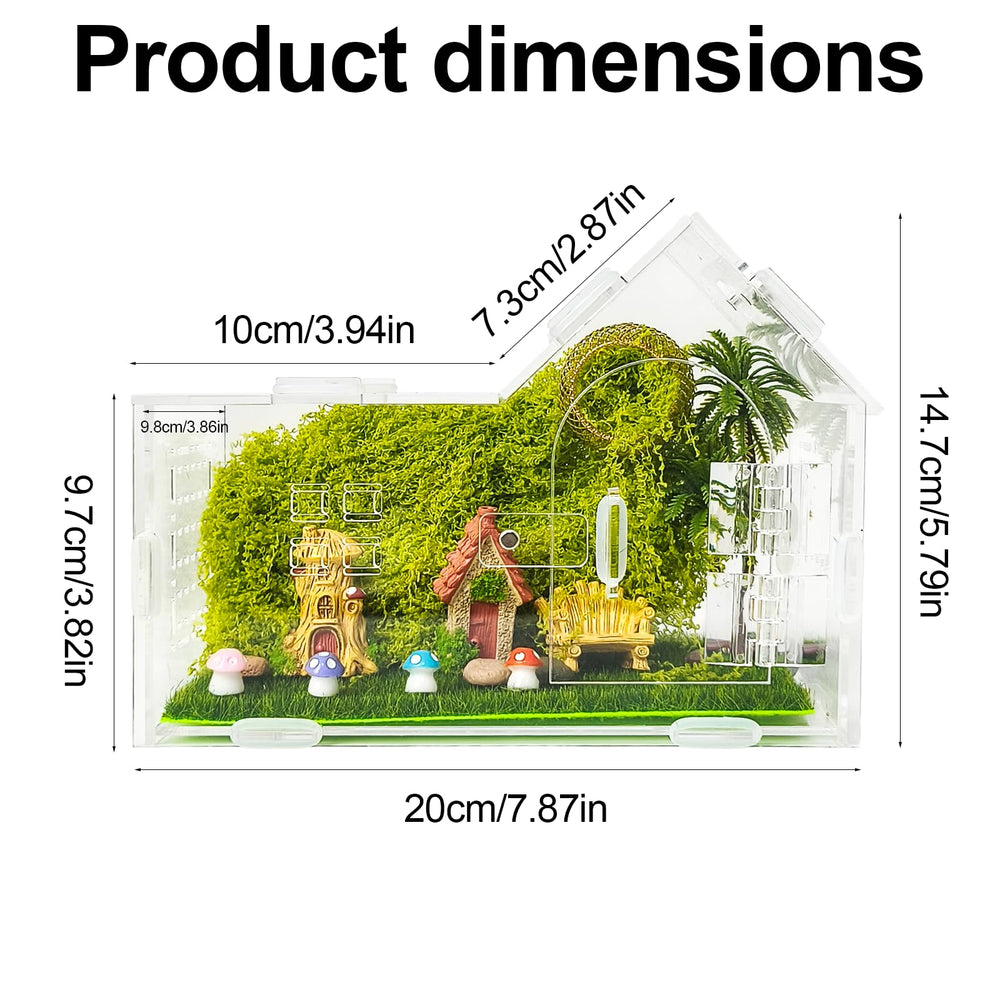 TASOMUTY Acrylic Spider Terrarium showing 360° visibility for easy viewing