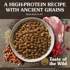 Taste of the Wild ancient grains bowl emphasizing fiber and nutrient-dense energy.