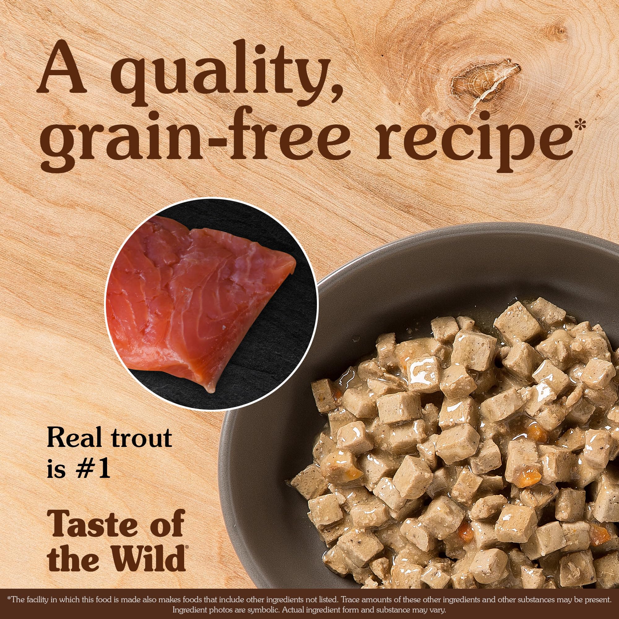 Taste of the Wild Canyon River cat food bowl serving highlights moisture for hydration.