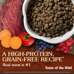 Taste of the Wild High Prairie ingredients with sweet potato and peas for energy