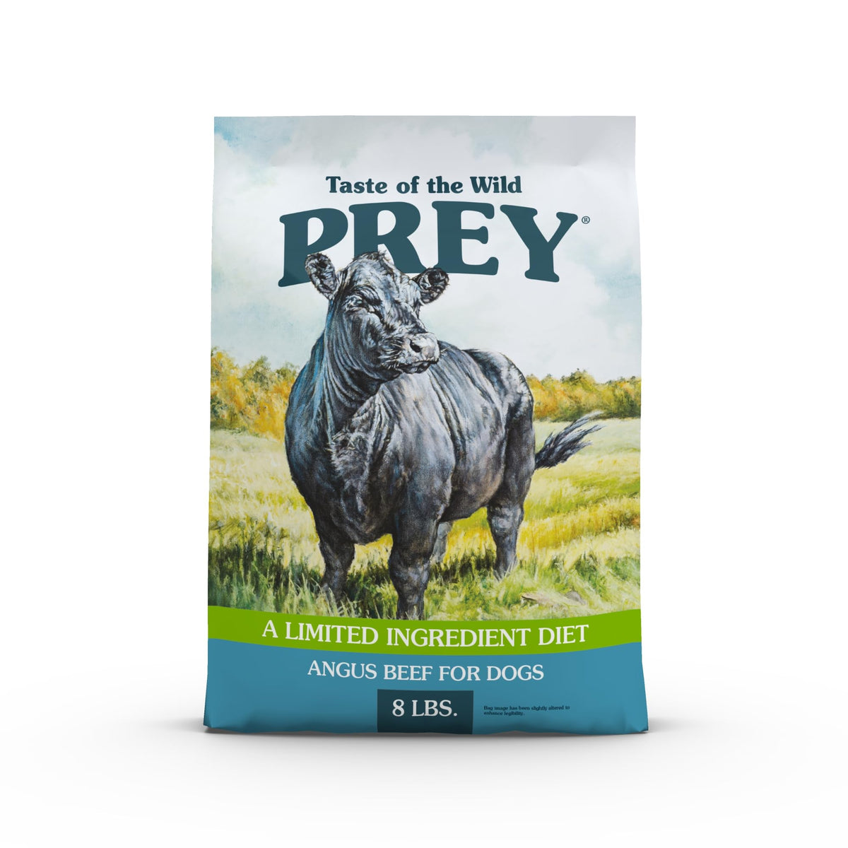 Taste of the Wild PREY Angus beef kibble in bowl highlights real meat flavor