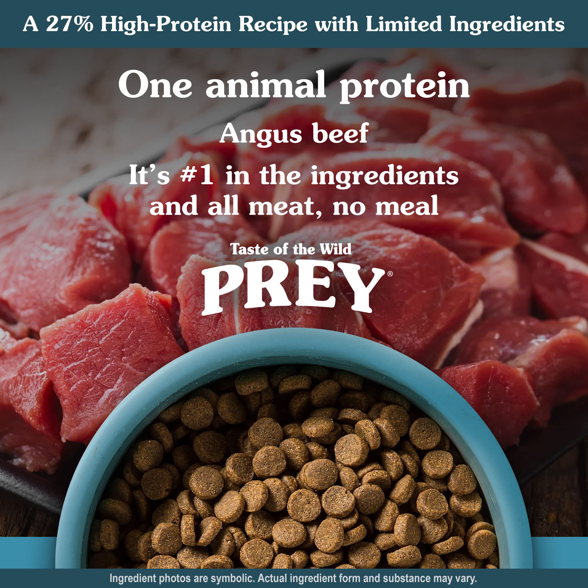 Taste of the Wild PREY limited-ingredient diet packaging shows four-key ingredients
