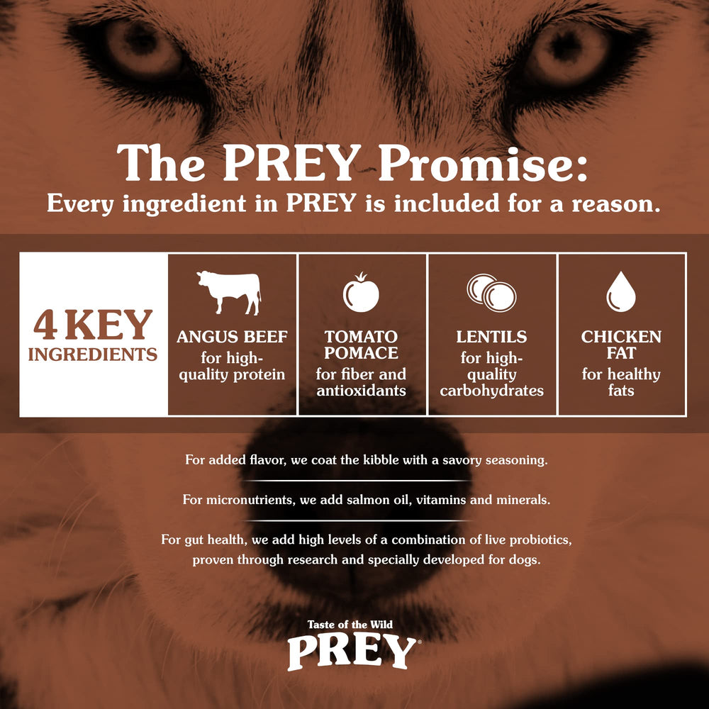 Taste of the Wild PREY pasture-raised Angus beef with protein emphasis