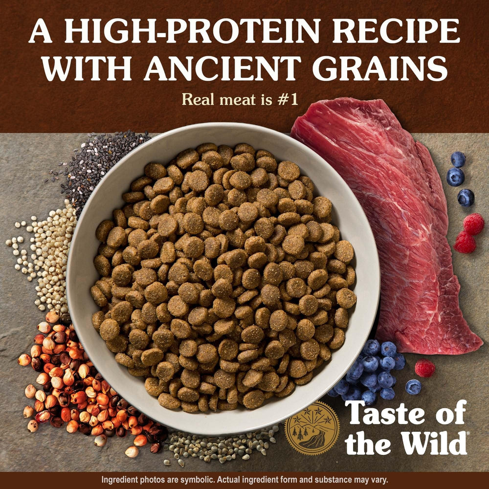 Taste of the Wild roasted bison venison dry food serving demonstrates rich flavor and protein