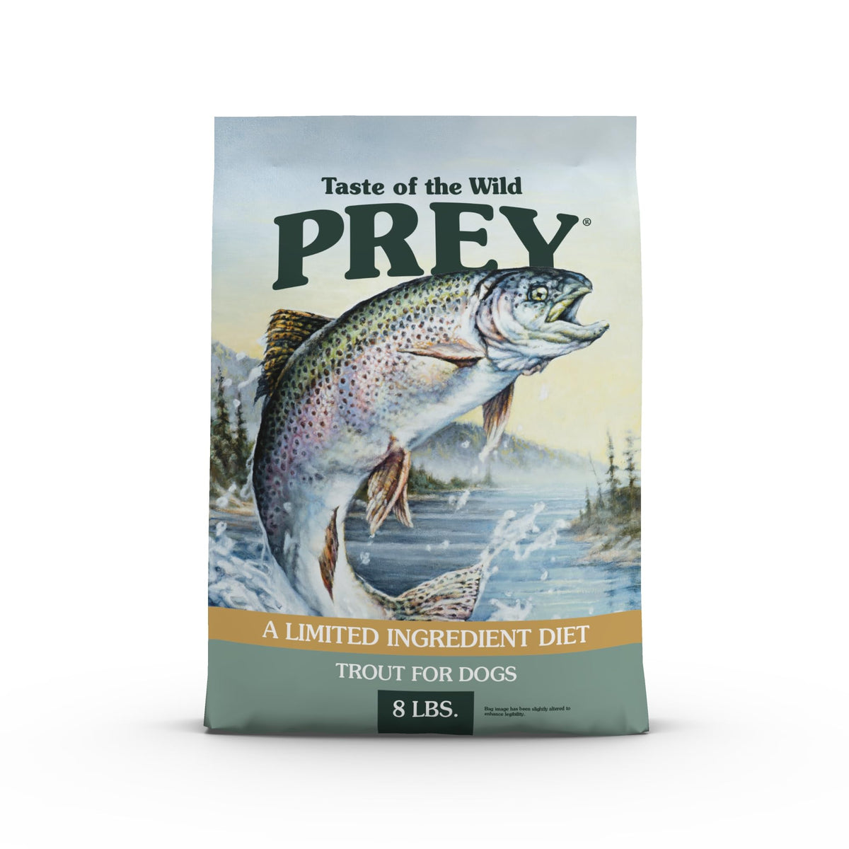 Taste of the Wild trout bowl close-up highlights real trout as the main ingredient for lean muscle.