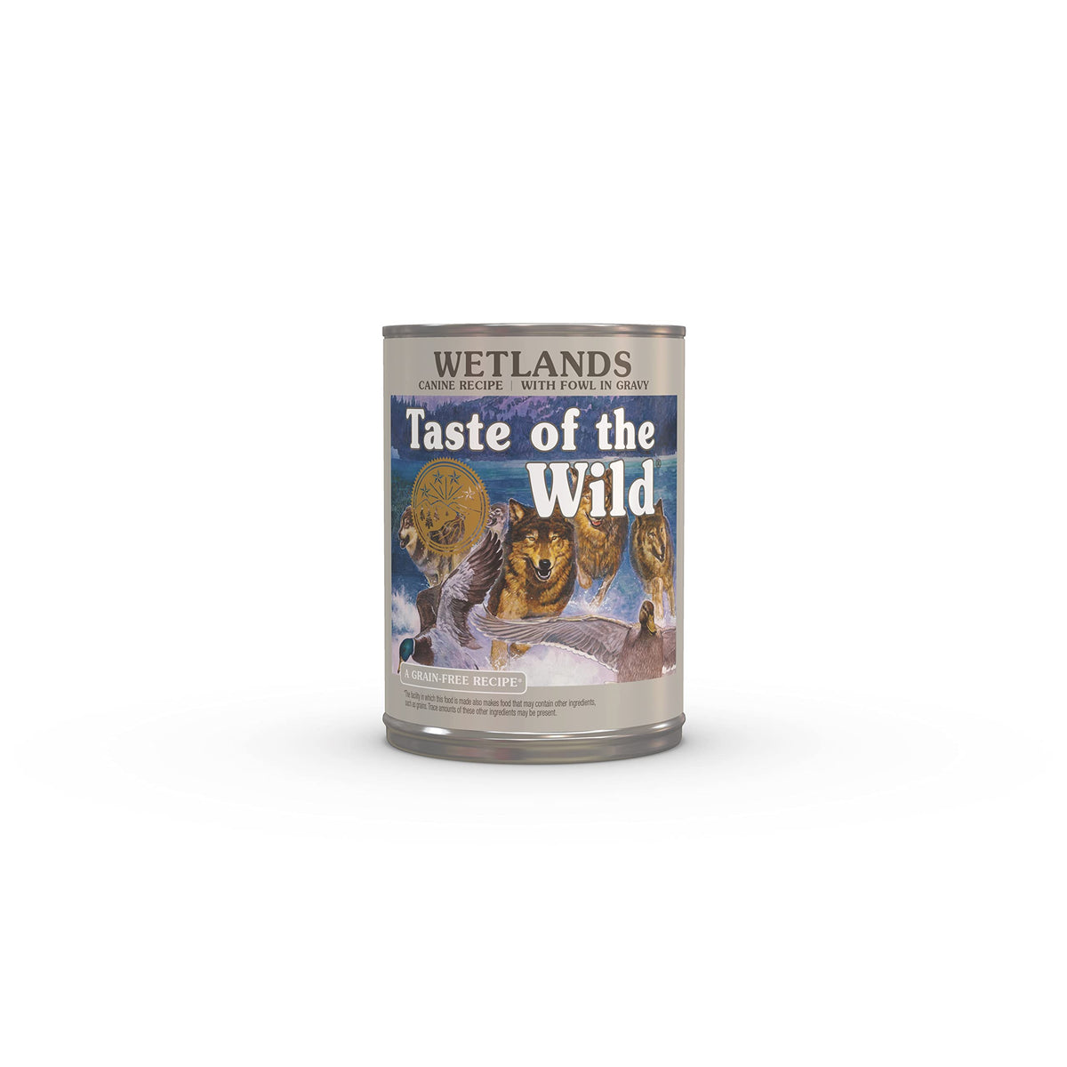 Taste of the Wild Wetlands can-dog-food with duck as the first ingredient for a protein-rich meal