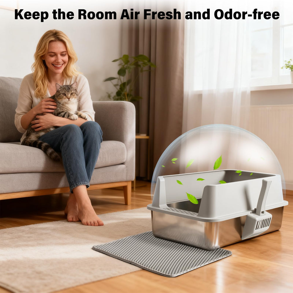 TATAANTY litter-trapping mat included helps reduce tracking and keep floors cleaner.