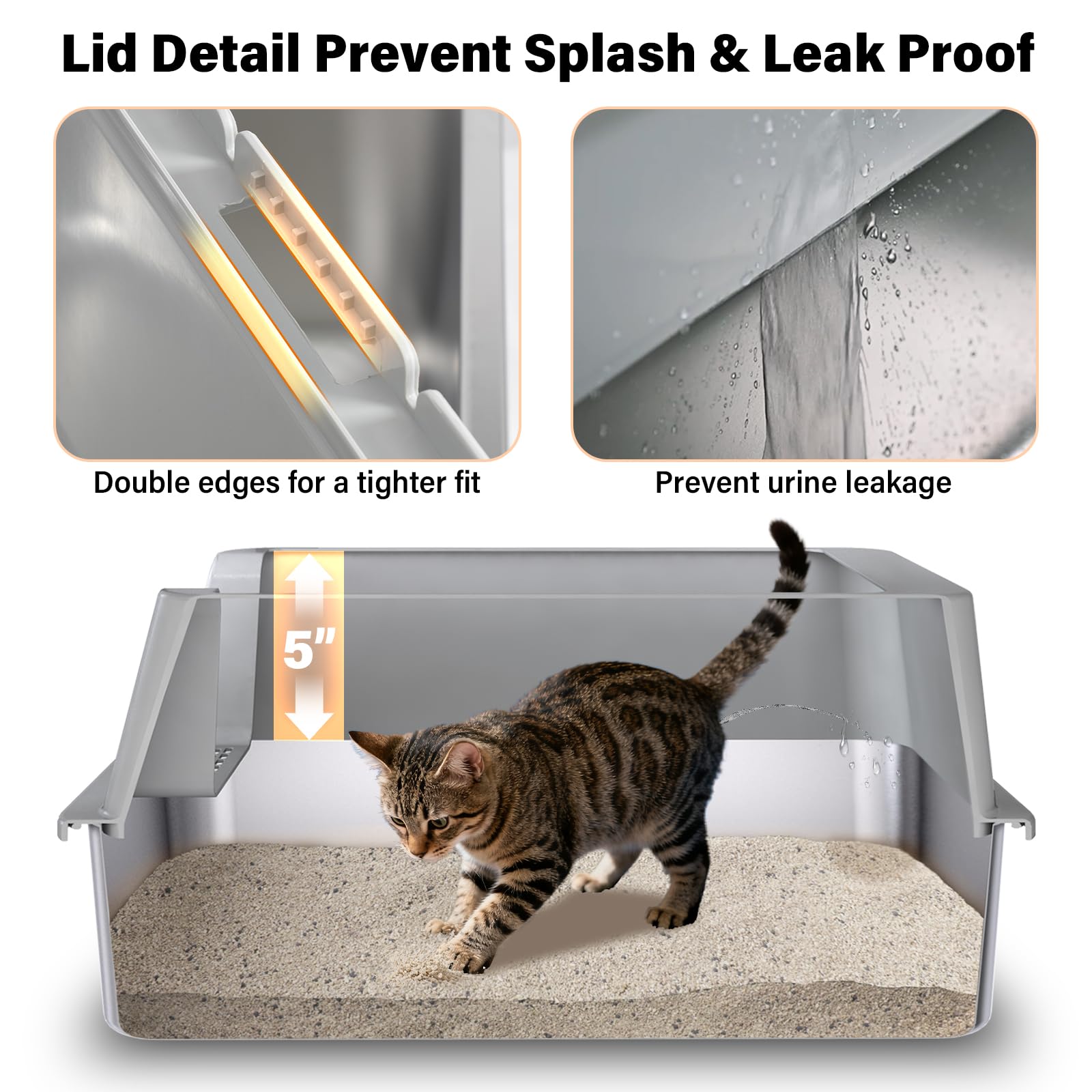TATAANTY odor-free metal litter box minimizes smells while clumping or crystal litter works well.