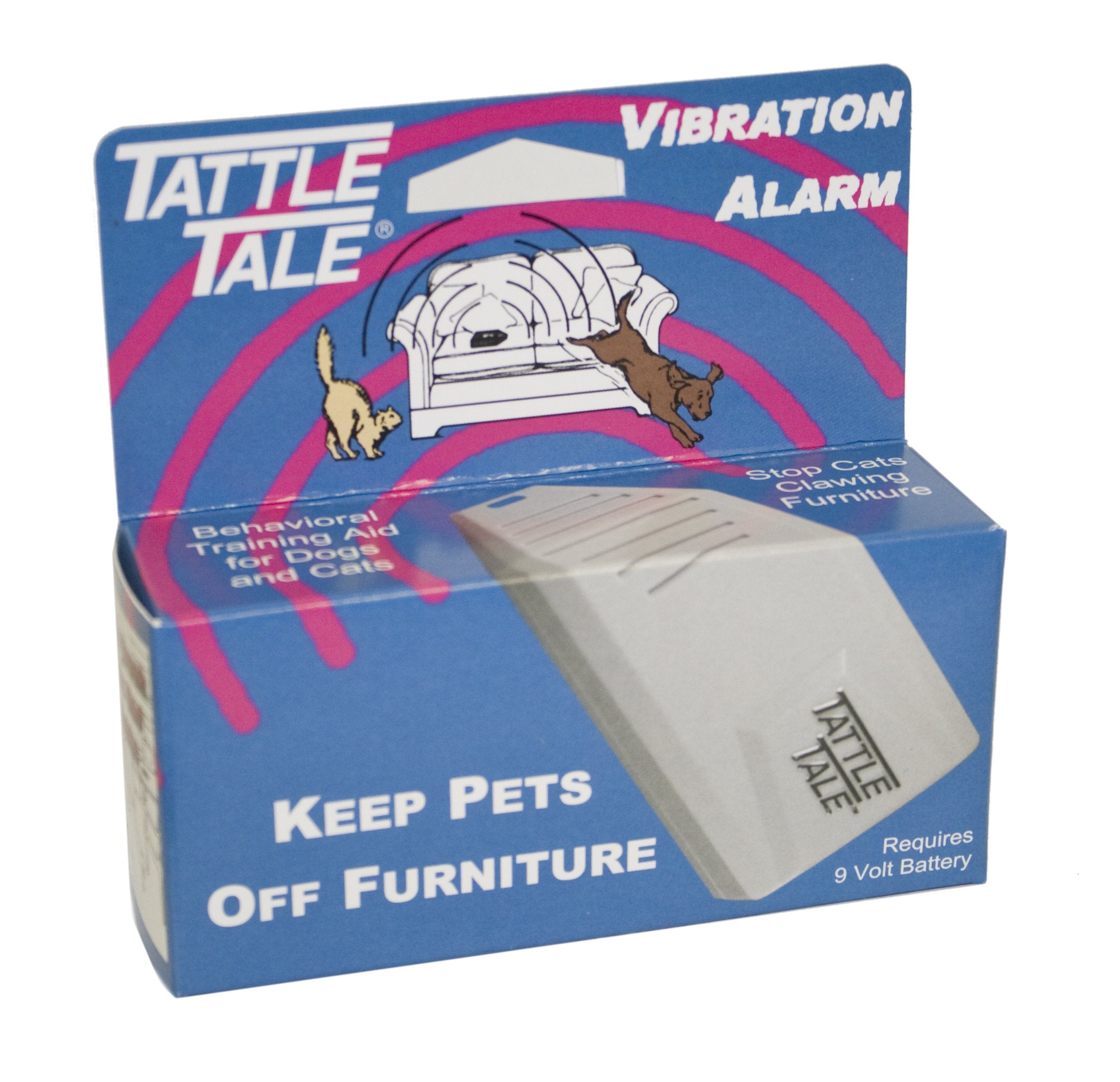 Tattle Tale alarm tone shows a quick cue to redirect pets from off-limits areas.