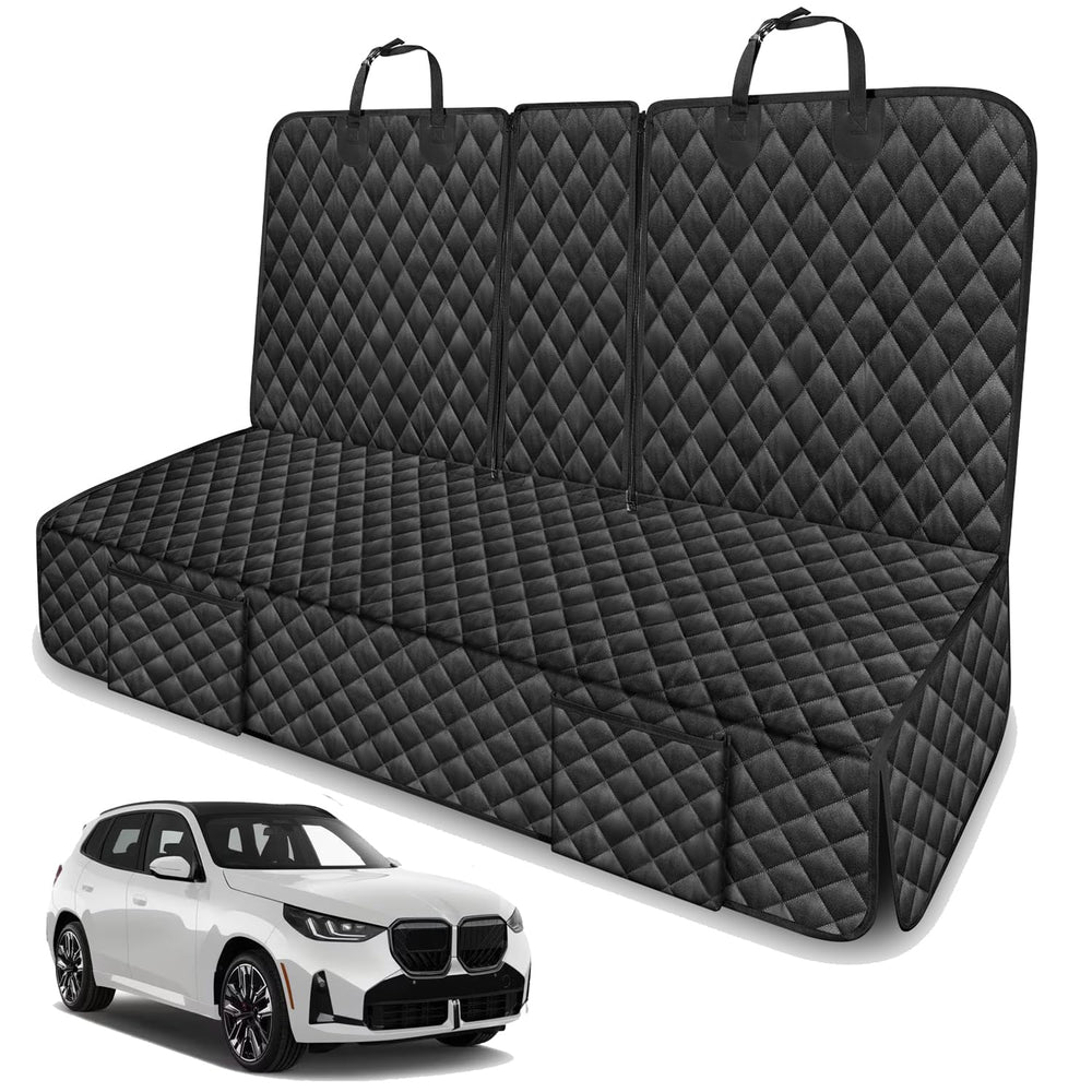 TAUYANG dog seat cover on BMW backseat with precise fit.