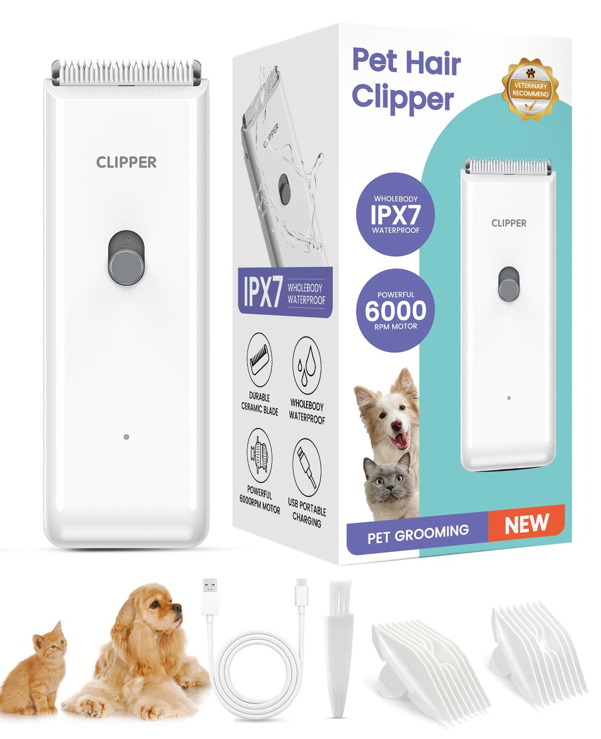 Tawiijou Pet Clippers with low-noise blade for calm grooming sessions