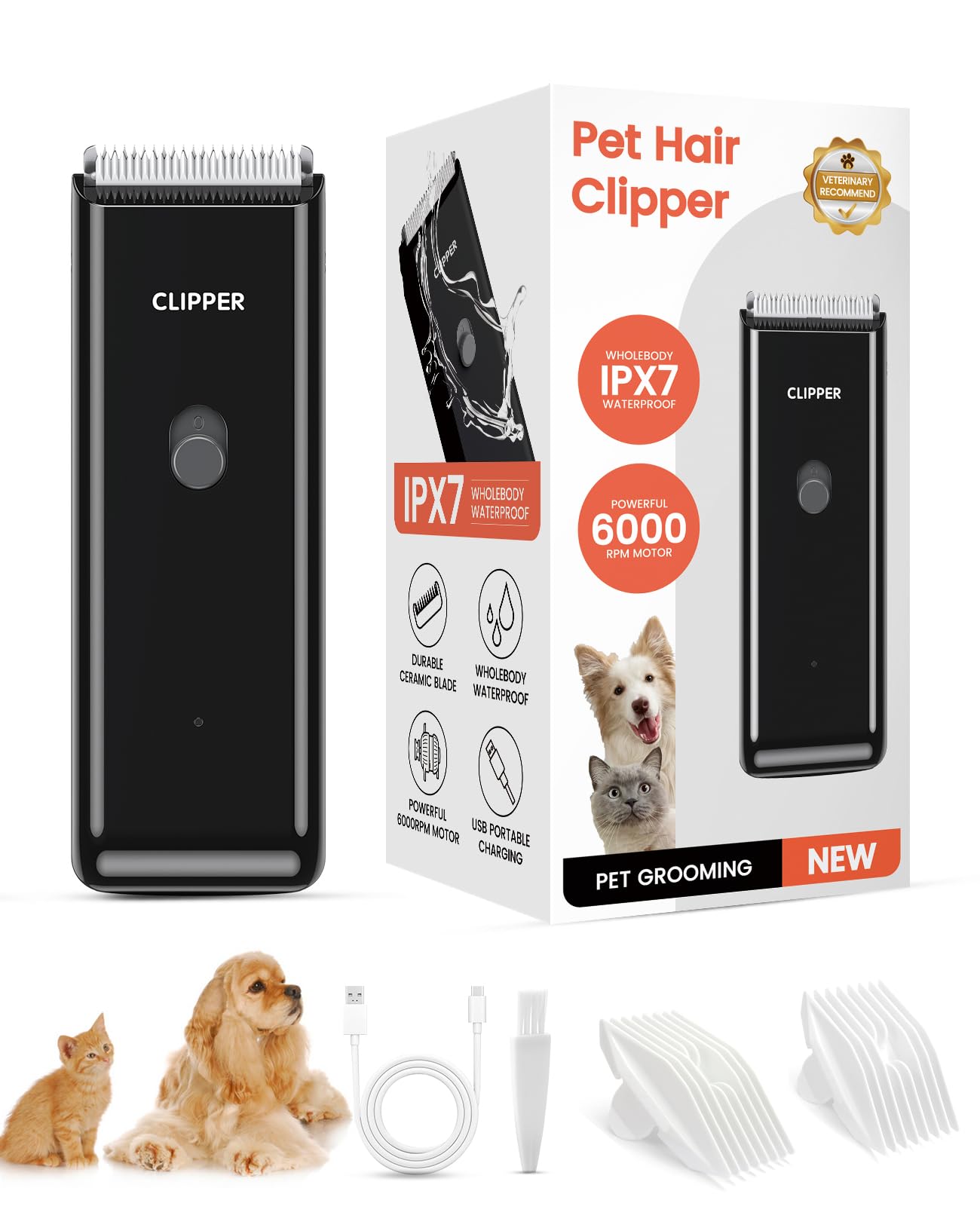 Tawiijou pet clippers with low noise operation for calm grooming.