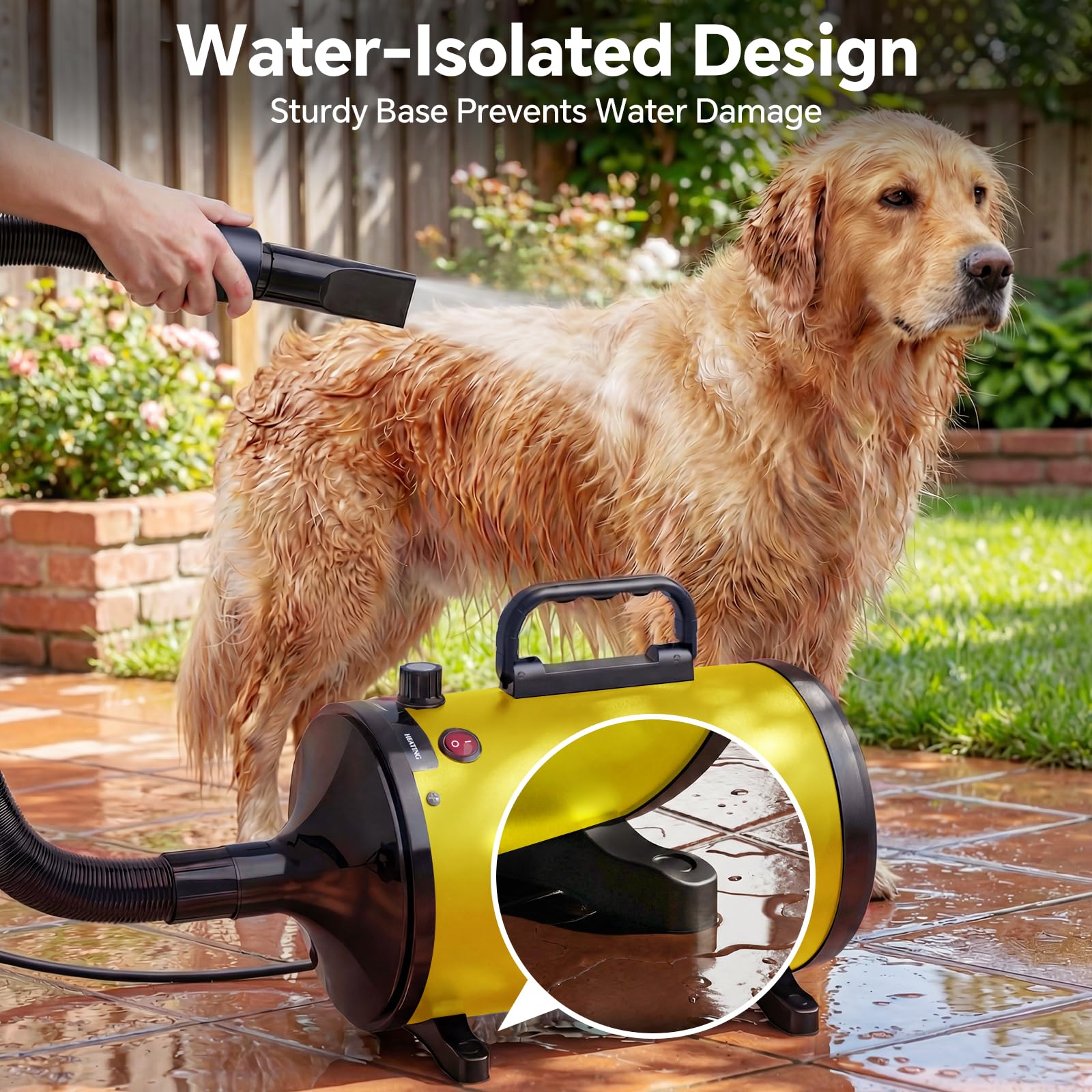 TBC PET dog dryer 98-inch hose provides reach without tangles