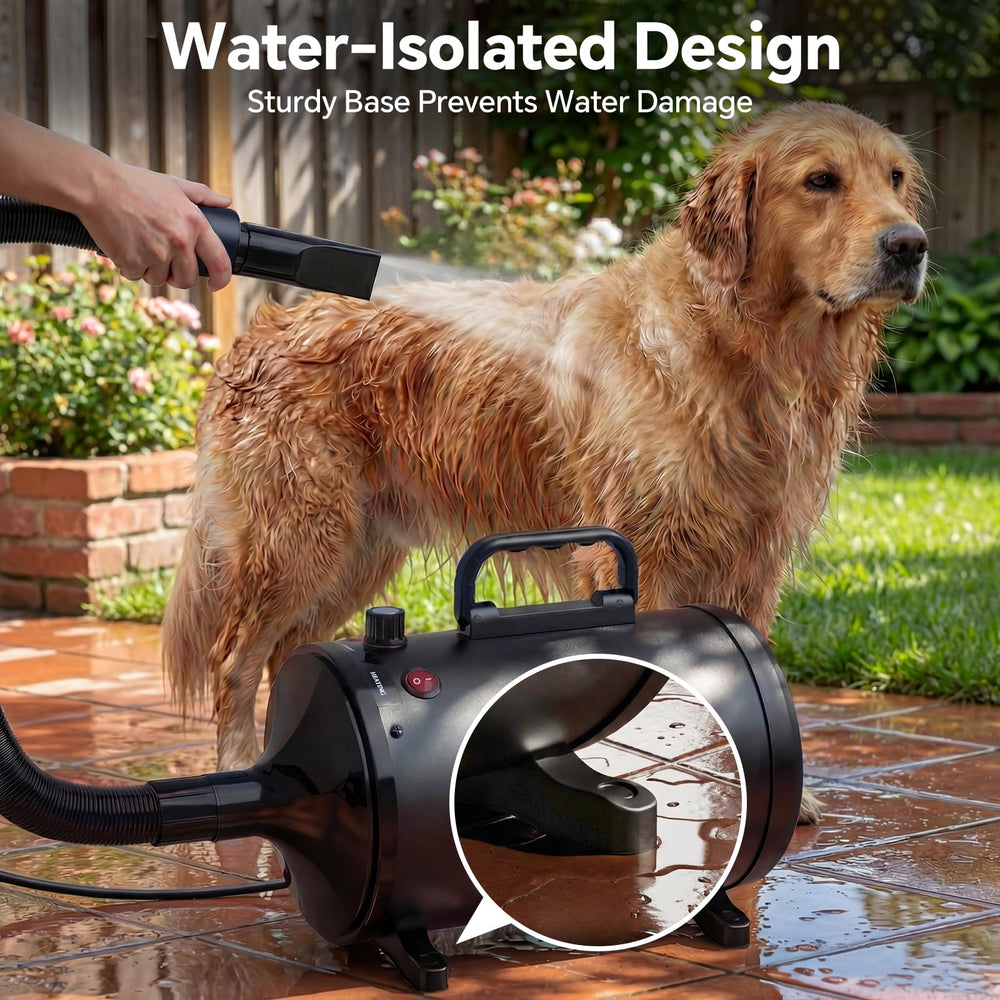 TBC PET dog dryer stable base keeps the unit steady.