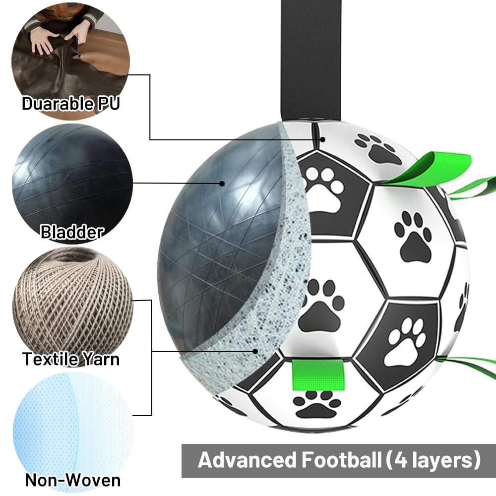 TBC PET dog soccer ball pump needle included for quick inflation.