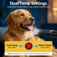 TBC PET Dryer hose extended to 98 inches during grooming.