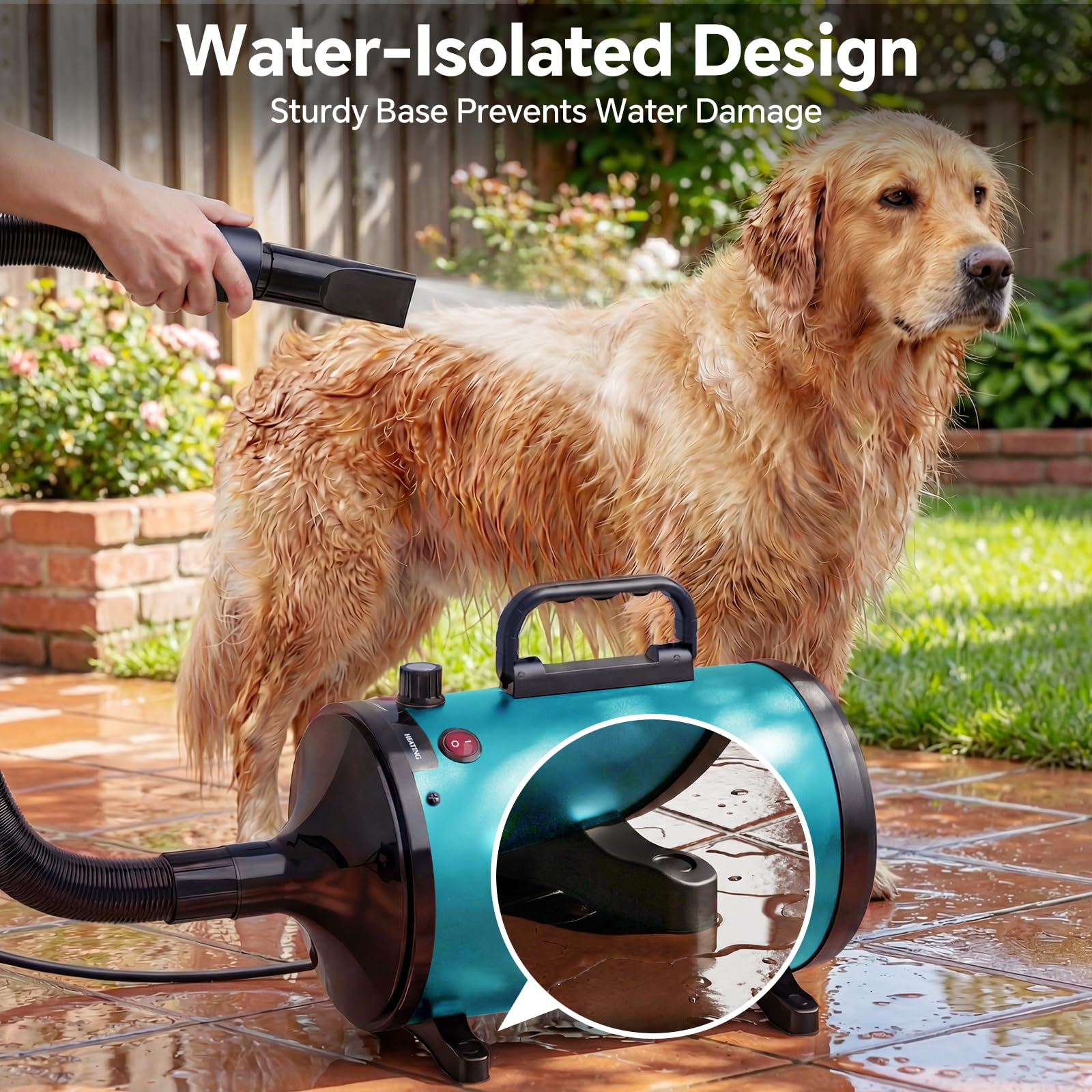 TBC PET Dryer stable base design supports hands-free use.