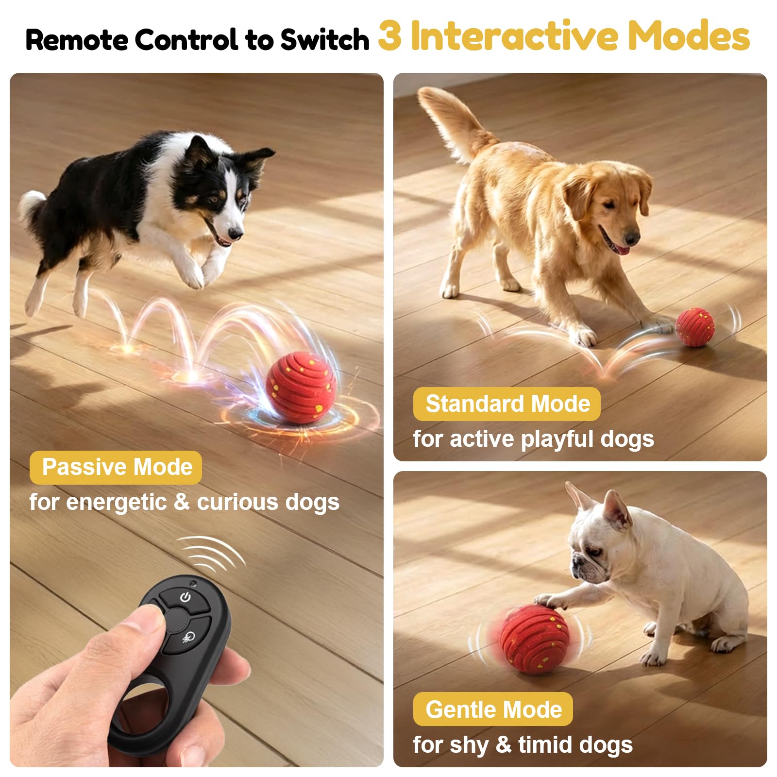 TBC PET Interactive Dog Ball passive mode demonstrating rapid bounce for energetic dogs