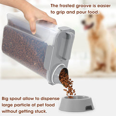 TBMax dispensing spout close-up showing easy-pour for large kibble