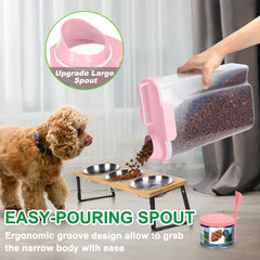 TBMax dog food bin features a large spout for easy dispensing