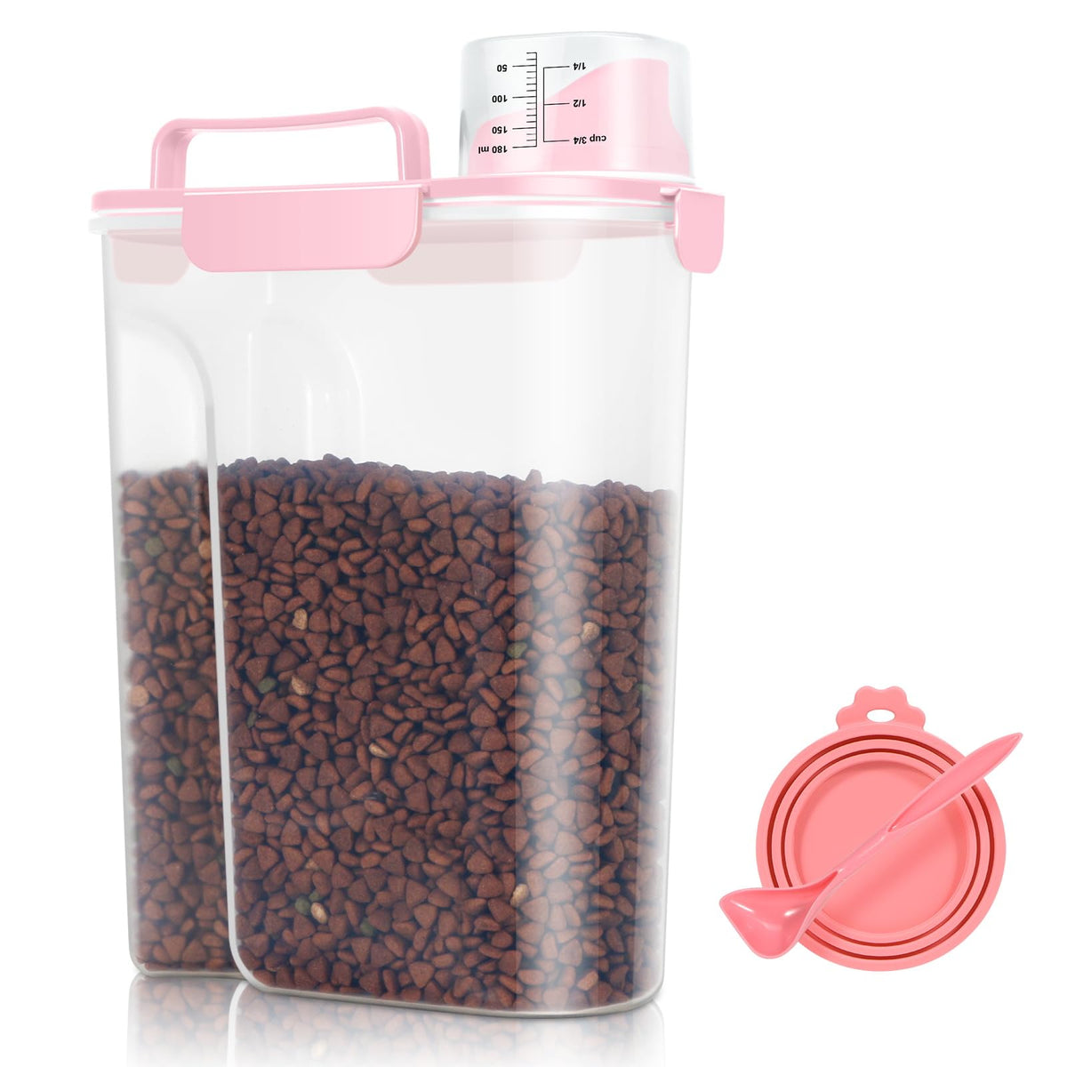 TBMax 6qt pink lid pet food container with airtight seal for fresh kibble