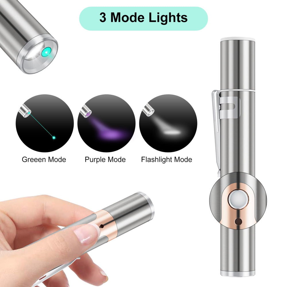 TBTeek toy in green, purple, and white modes for versatile lighting during play