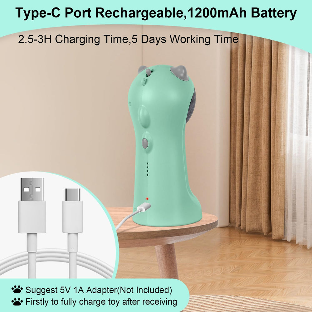 TBTeek cat toy USB-C charging cable included for quick recharges.