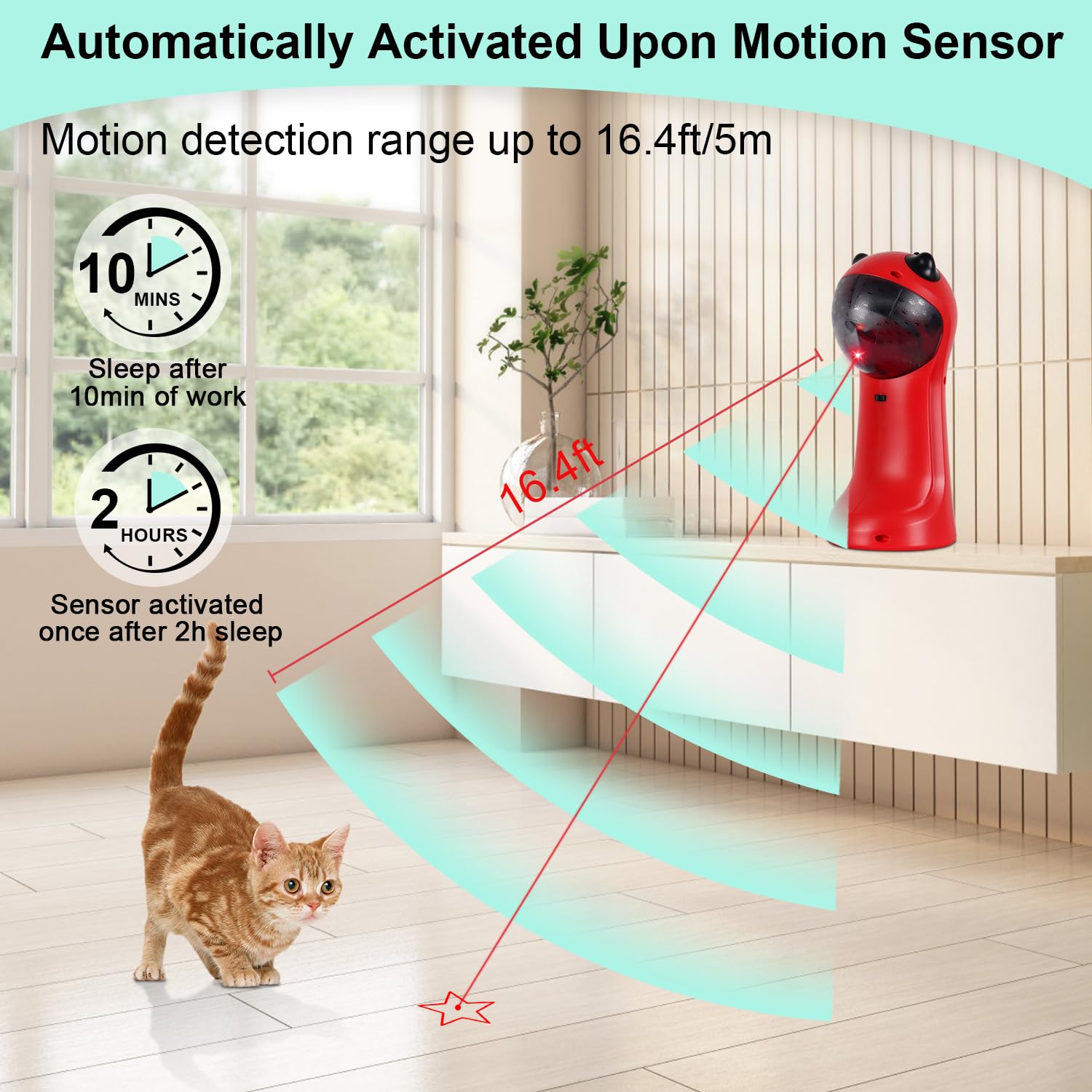 TBTeek USB-rechargeable cat toy quick charges for long sessions.