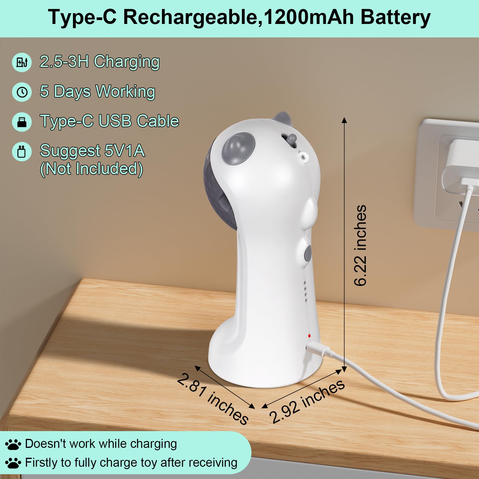 TBTeek USB rechargeable design avoids frequent battery changes