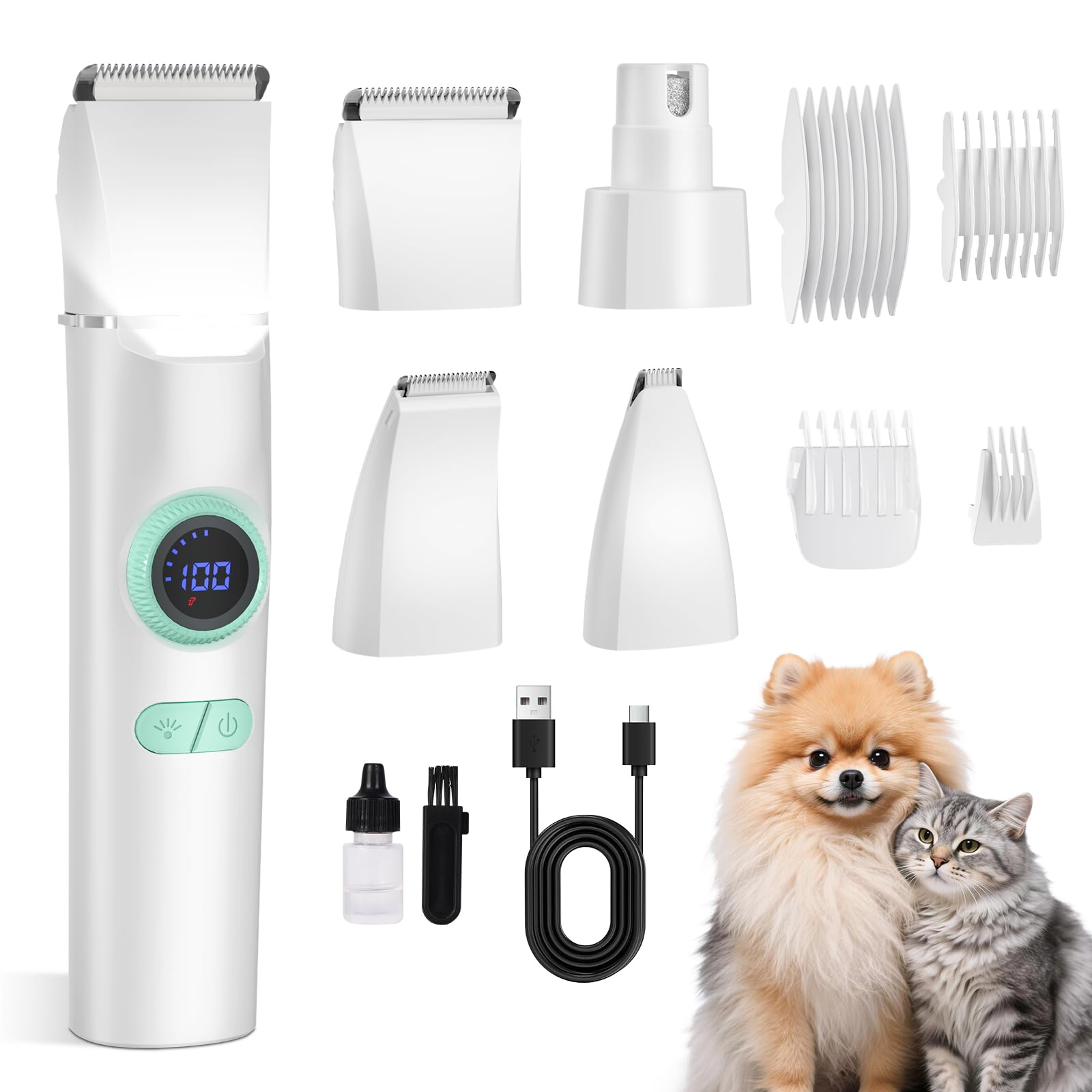 TBTeek dog clippers with LED light illuminate grooming areas for precise trims