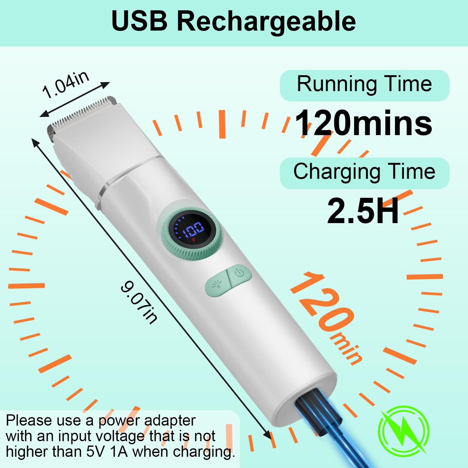 TBTeek USB Type-C charging keeps the clippers ready on the go