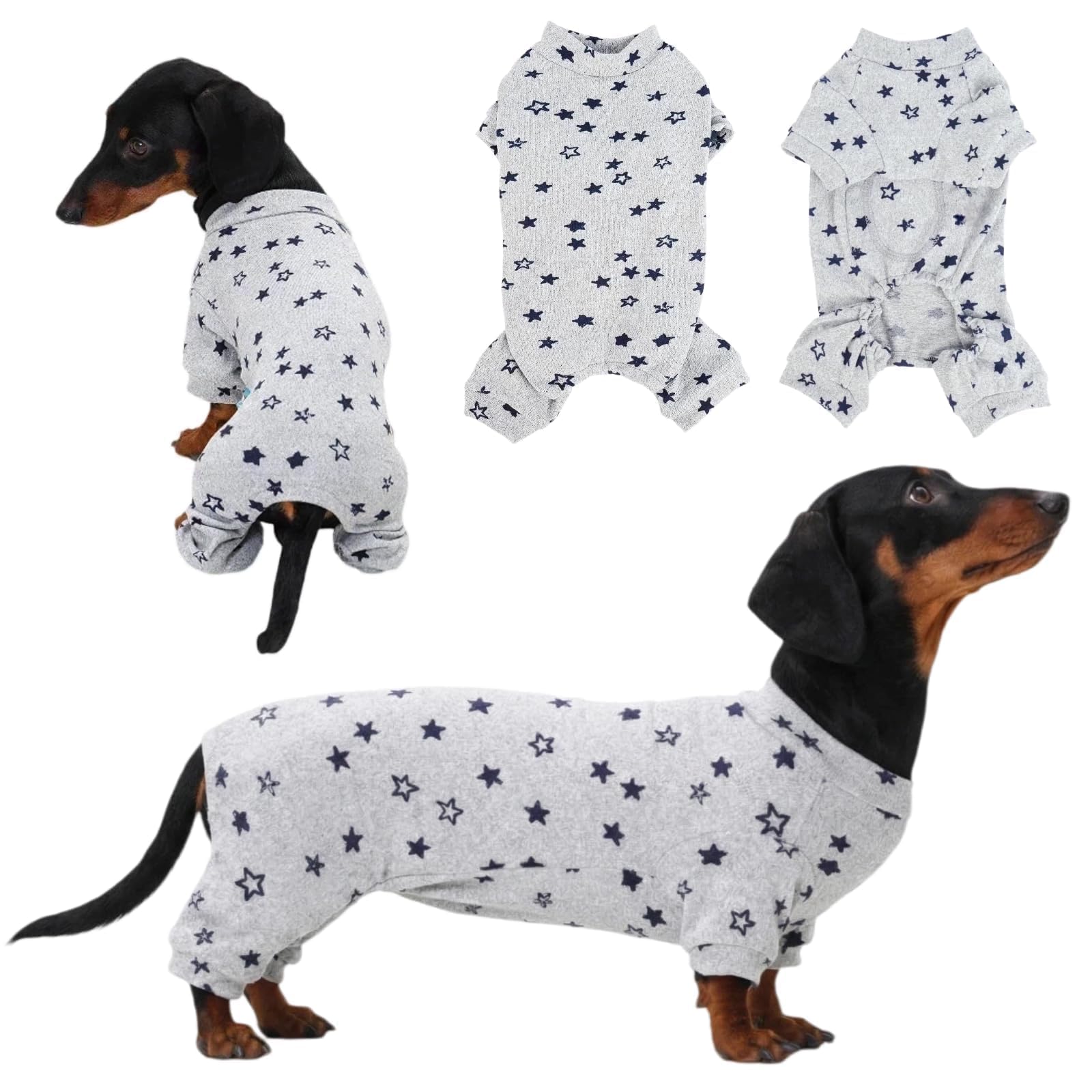 T'CHAQUE Star Night Design dachshund pajamas for peaceful sleep and cozy lounging.