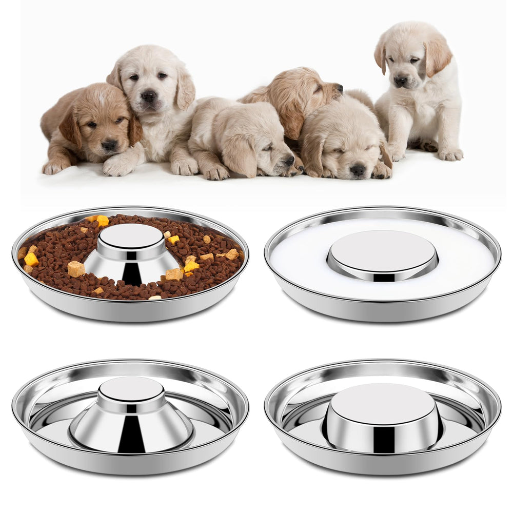 tchrules 4-pack stainless steel puppy bowls set, durable and stackable.