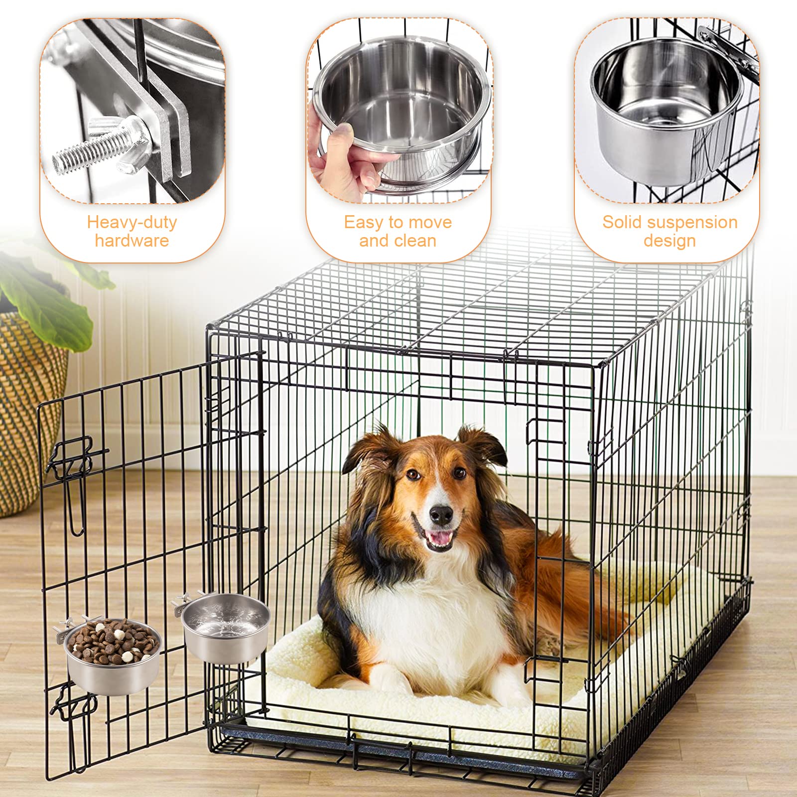 Tchrules crate food bowl wide mouth design minimizes mess during feeding