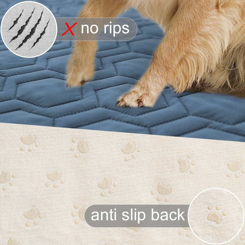 Tcksstex navy blue bed cover laid over sofa for pet protection