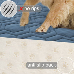 Tcksstex navy blue bed cover laid over sofa for pet protection
