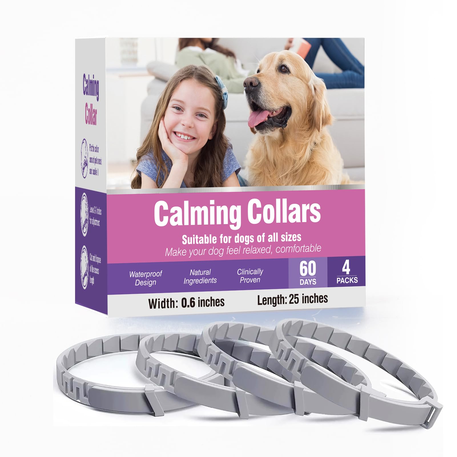 Tcllka calming collar in box packaging soothes dogs during stressful events