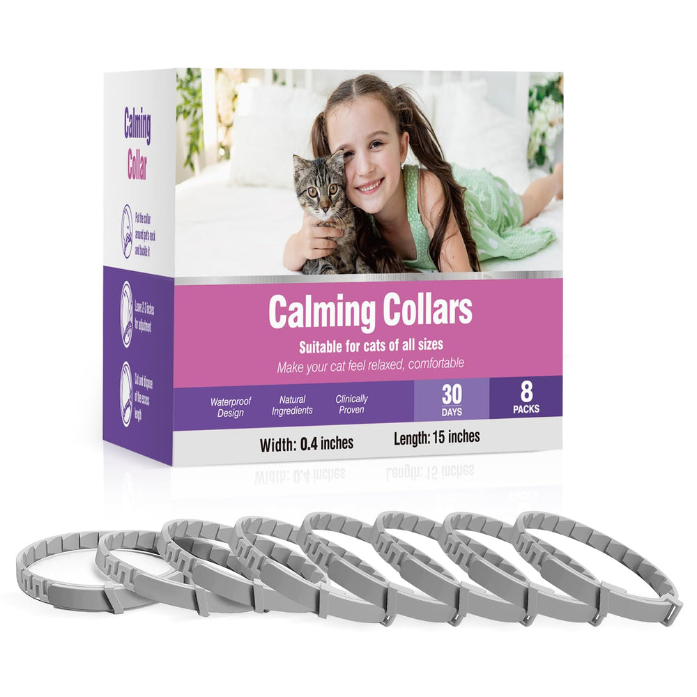 Tcllka calming collar worn by cat to ease daily stress and promote calmness.