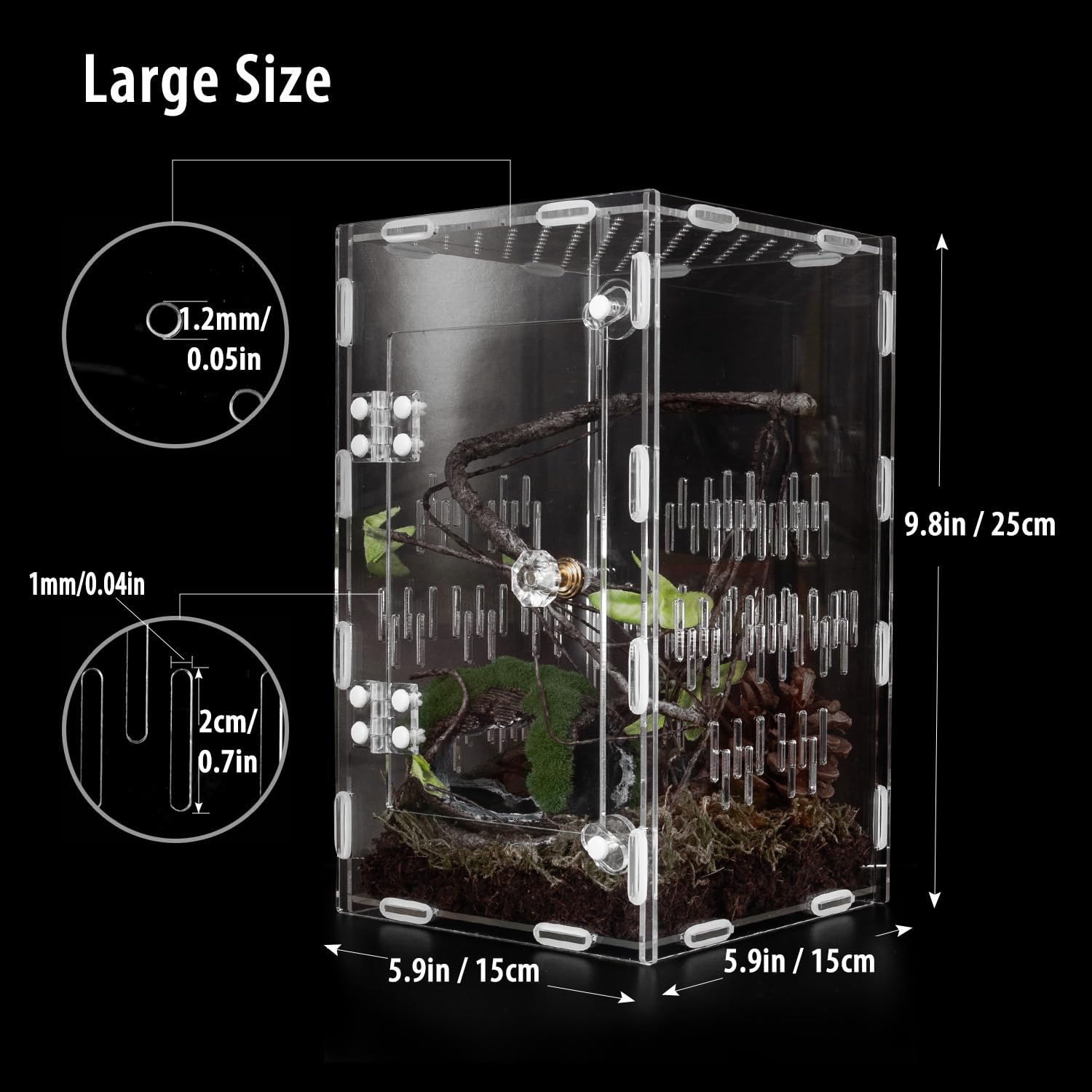 TCooSo jumping spider enclosure top view highlights ventilation for healthy air.