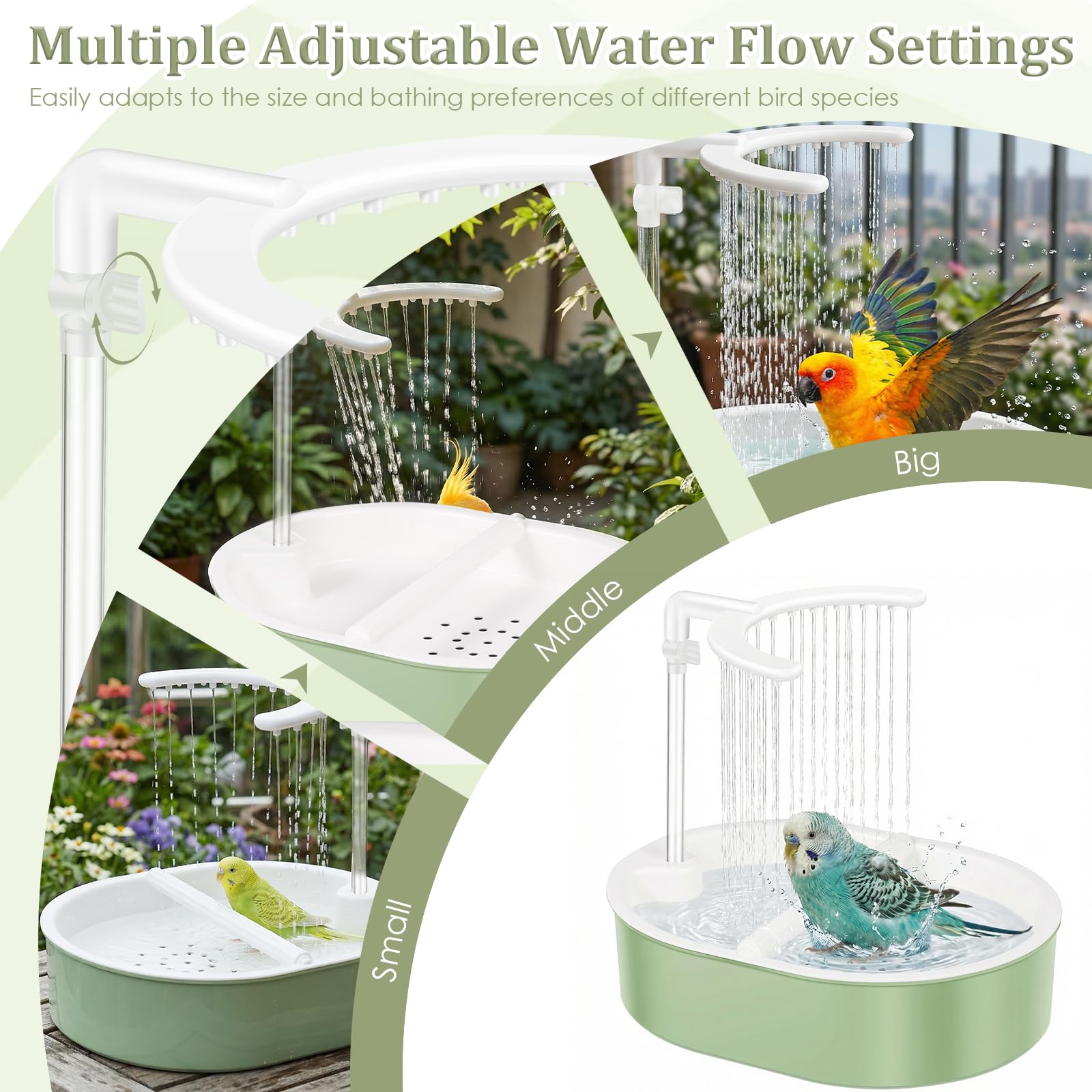 Tcwhniev rotating perch provides secure landing and preening spot