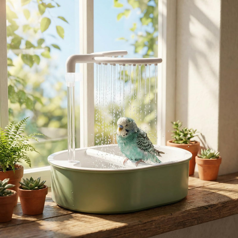 Tcwhniev electric bird bath front view highlighting large capacity for multiple small birds