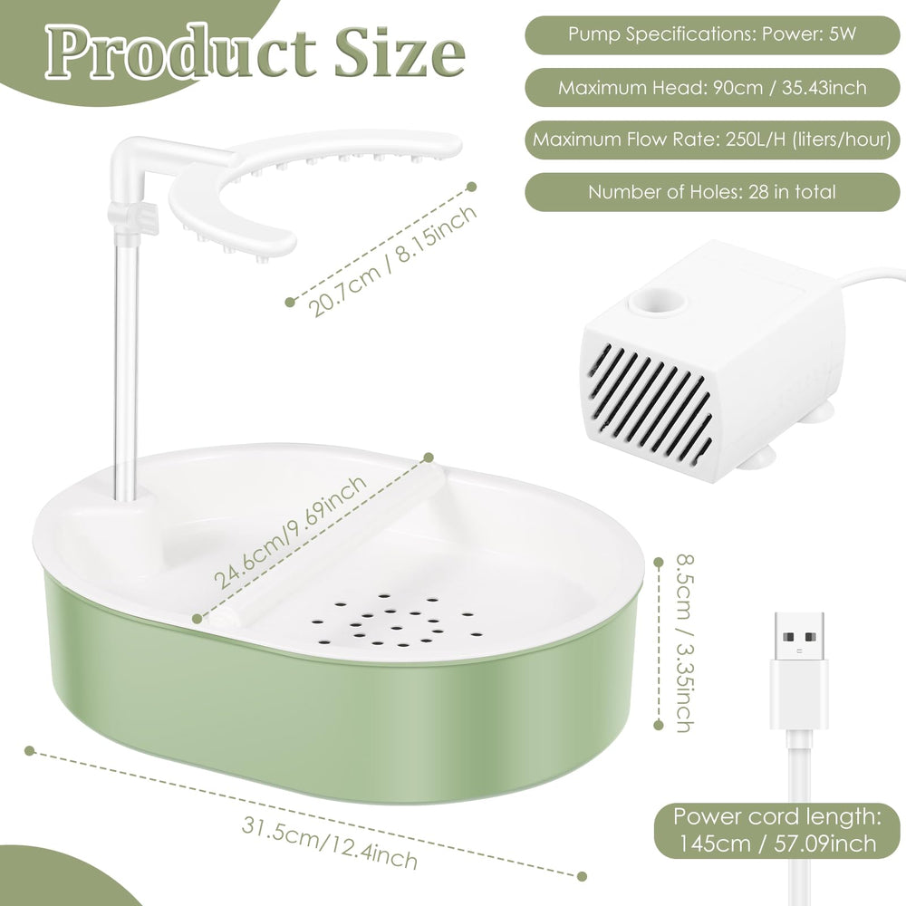 Tcwhniev electric bird bath side view emphasizing splash guard and clean basin