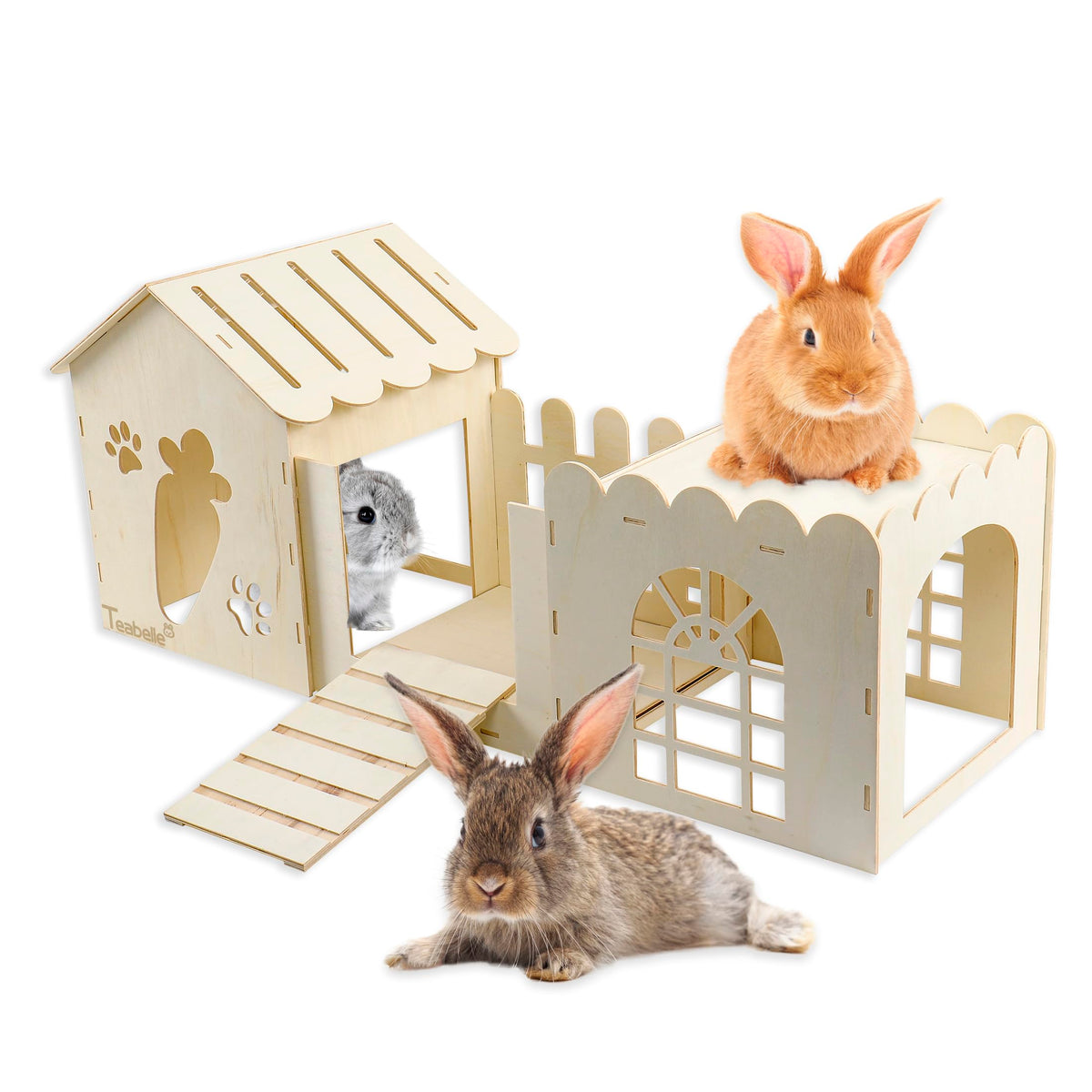 Teabelle Large Rabbit Hideout House wide view for spacious play and rest