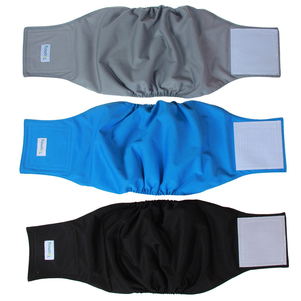 Teamoy reusable wrap diapers for male dogs in black offer secure, comfortable protection.