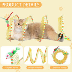 TEASIK large cat tunnel with foldable frame in yellow and blue.