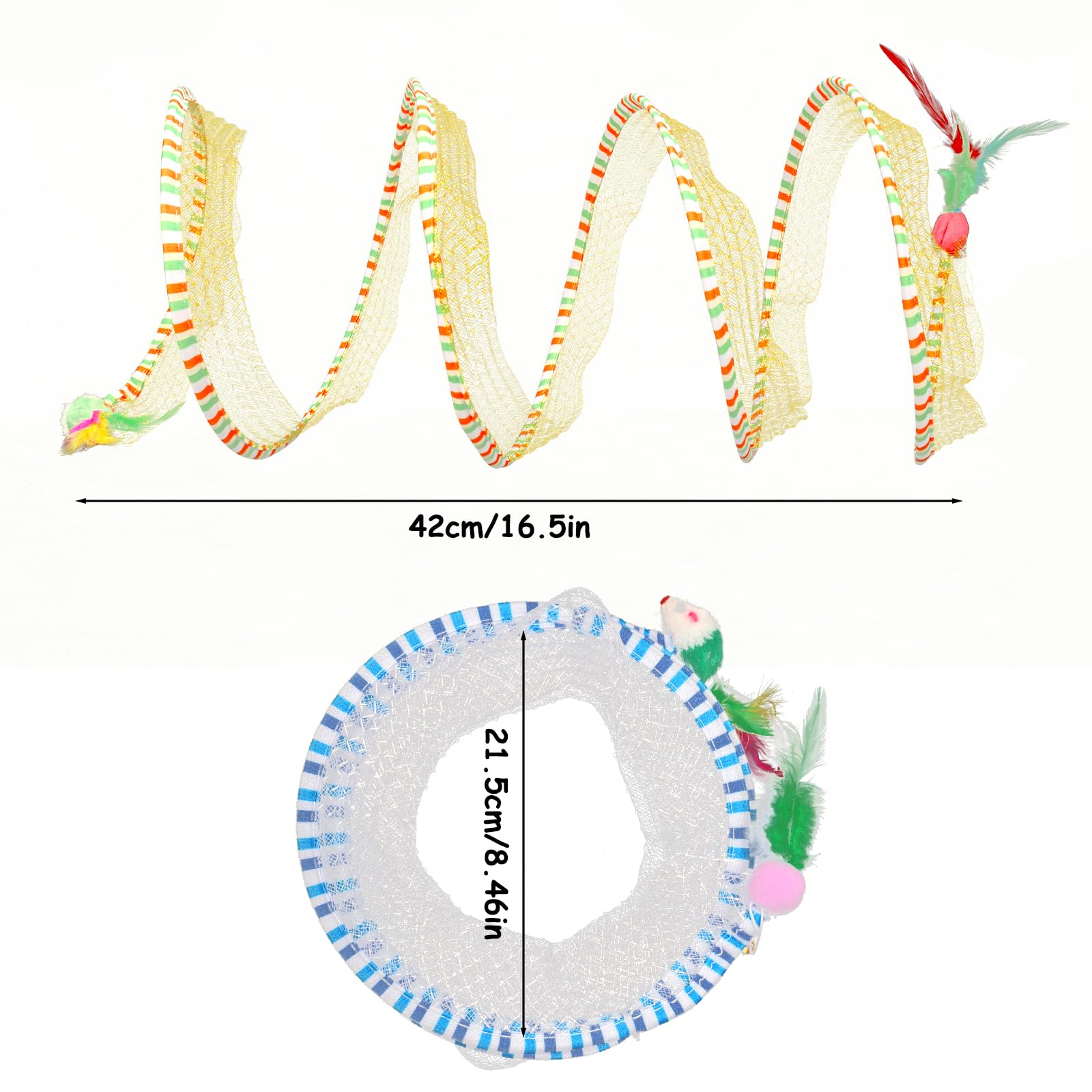 TEASIK kitty tunnel for interactive play with dual exits in yellow blue.